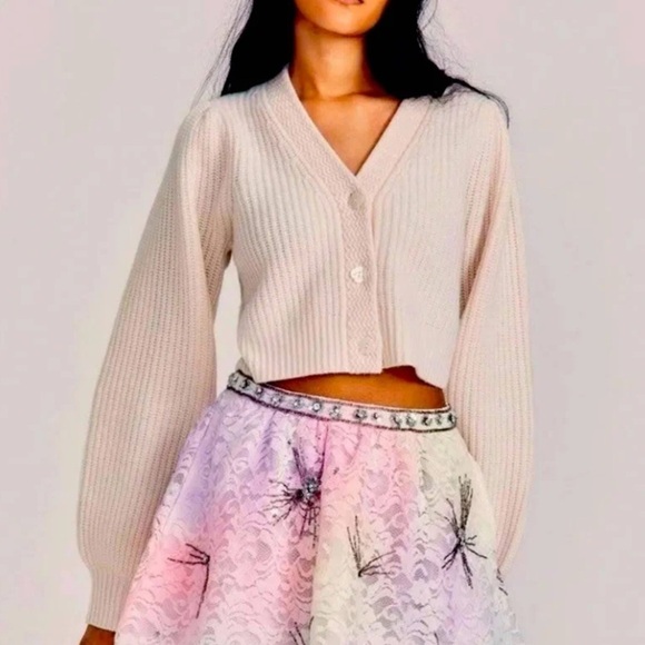 Loveshackfancy x free people Kezia lace tie dye starburst sequin mini skirt nwt - Picture 2 of 12